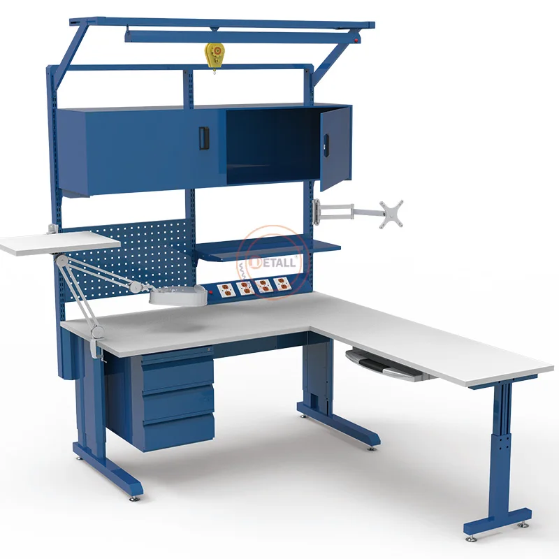 Detall Esd test Workshop Lab Mobile 10ft Metal Electronic Industry Workstation Table Work Bench