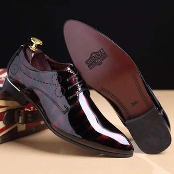 cz18041a New italian design patent leather pointed toe oxford dress shoes plus size 46 47 48 italian men shoes