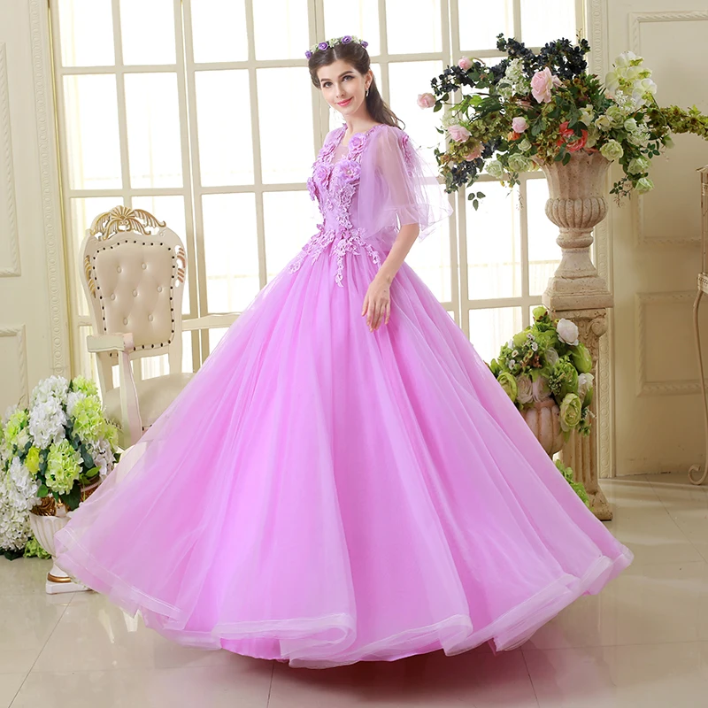 strapless open back dress Princess Long V Neck A-line Light Lavender Wedding Dress with Lace –  FancyVestido main image 1