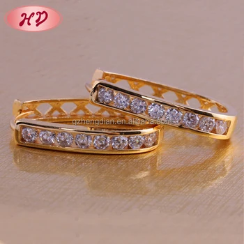 Wholesale new designs fancy luxury large 18k gold plated turkey hoop cubic Zircon earrings for womens jewelry