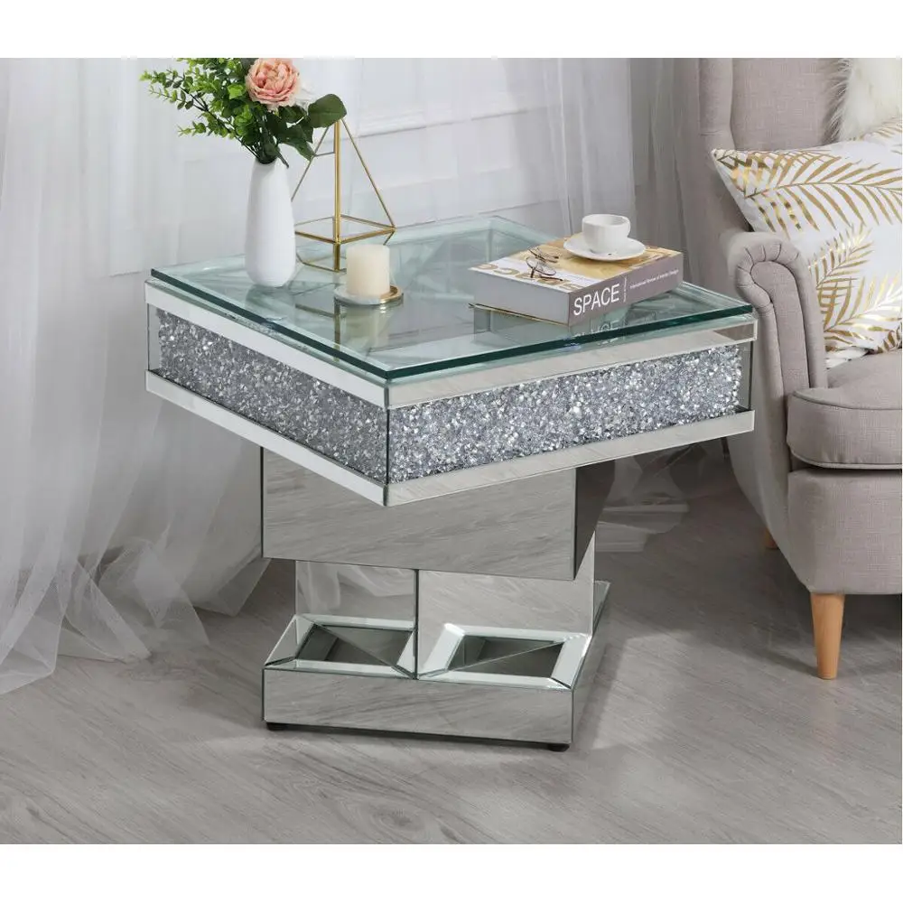 Unique Design Sparkle Mirrored End Table Crushed Diamond Corner Table For Living Room Buy Unique Diamond Shaped Coffee Table For Living Room