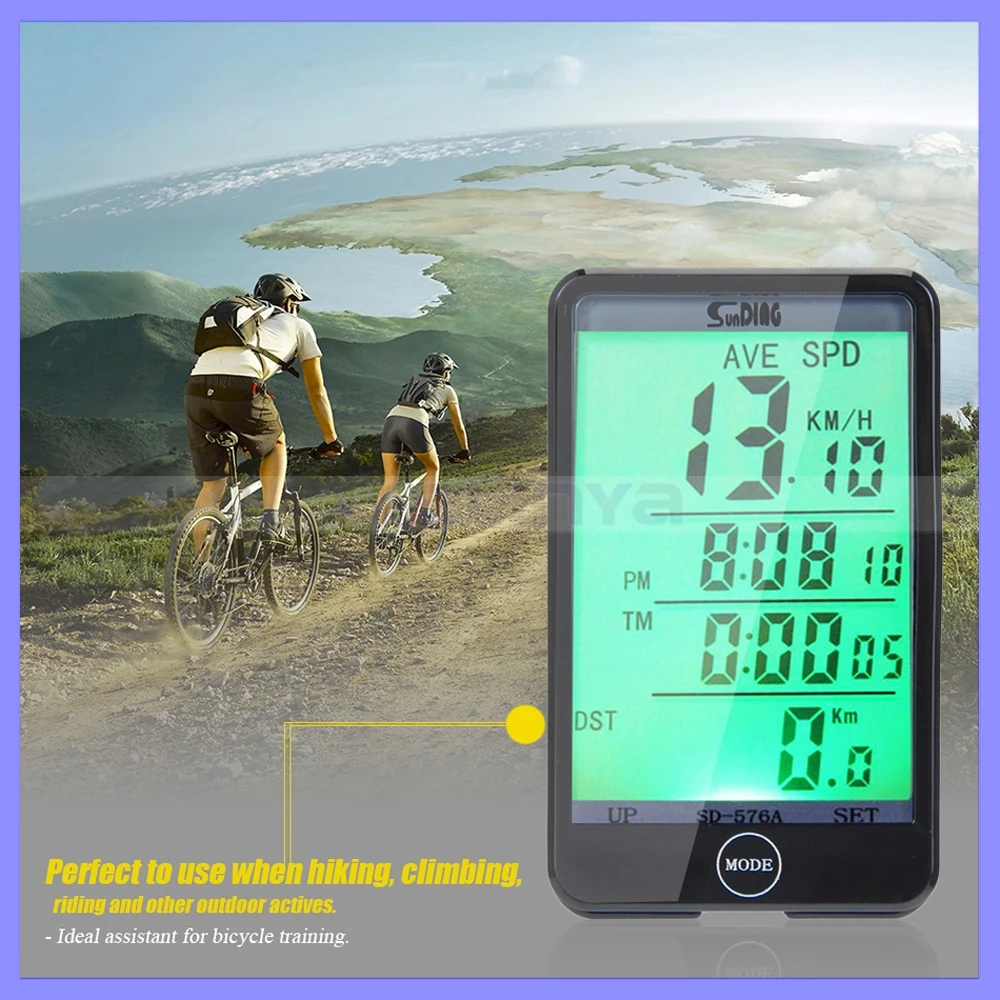 Беспроводной велосипедный спидометр водонепроницаемый большой экран 28 функций