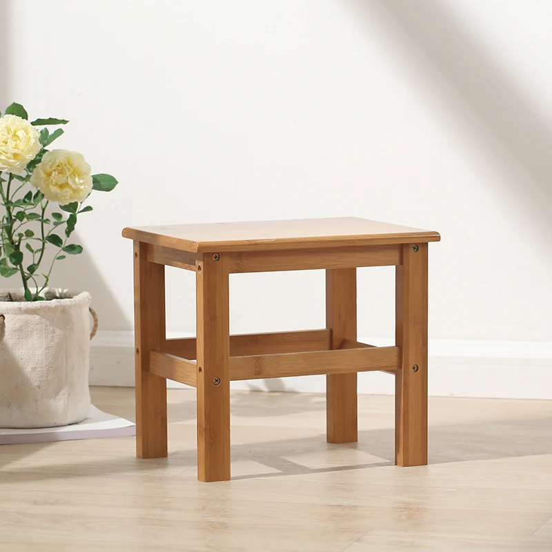 Детский стул из бамбука, маленький квадратный стул из твердой древесины, скамейка для отдыха