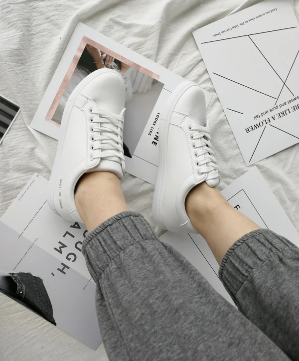 1 пара, чтобы купить белые парусиновые женские туфли на плоской подошве, повседневная оптовая продажа