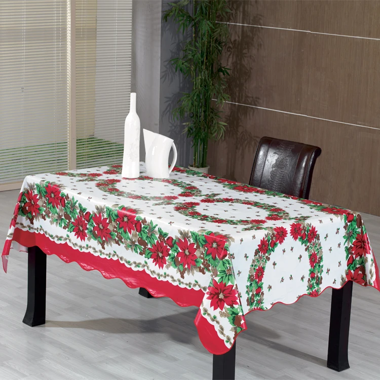 Plastic Pvc Printed Sheet Rolls Christmas Table Cloth easy to