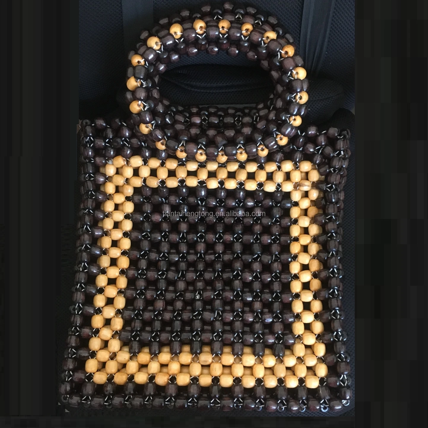 Custom Beaded Bag - Black and Gold