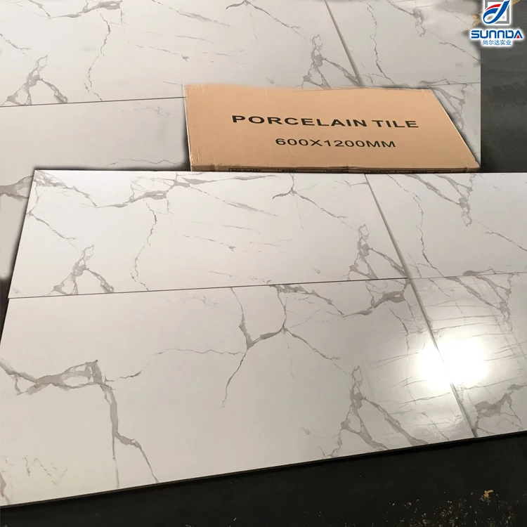 Wholesale Italian Price White Marble Carrara Look 24x48 Floor and Wall Polished Rectified Porcelain Floor and Wall Tiles