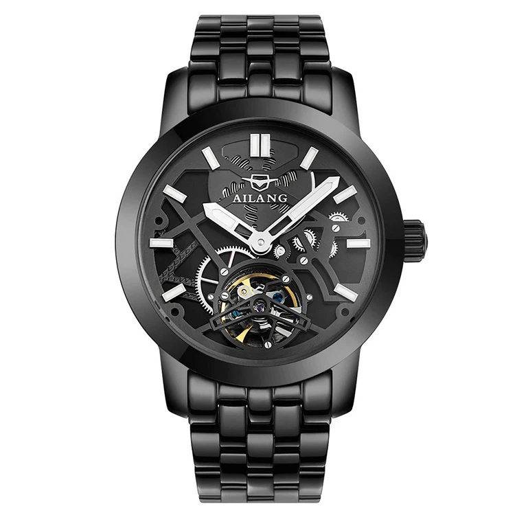 Amazon.com: B BINGER Men's Automatic Watch Skeleton Mechanical Ailang  Series Male Wristwatch (Black Blue) : Ailang: Clothing, Shoes & Jewelry