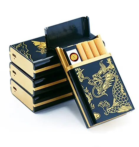 Hot selling product 2 in 1 aluminum alloy usb charged cigarette case lighter,custom lighter case for man
