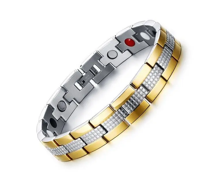 Популярный новый лечебный высокополированный мужской браслет из карбида вольфрама с золотым краем