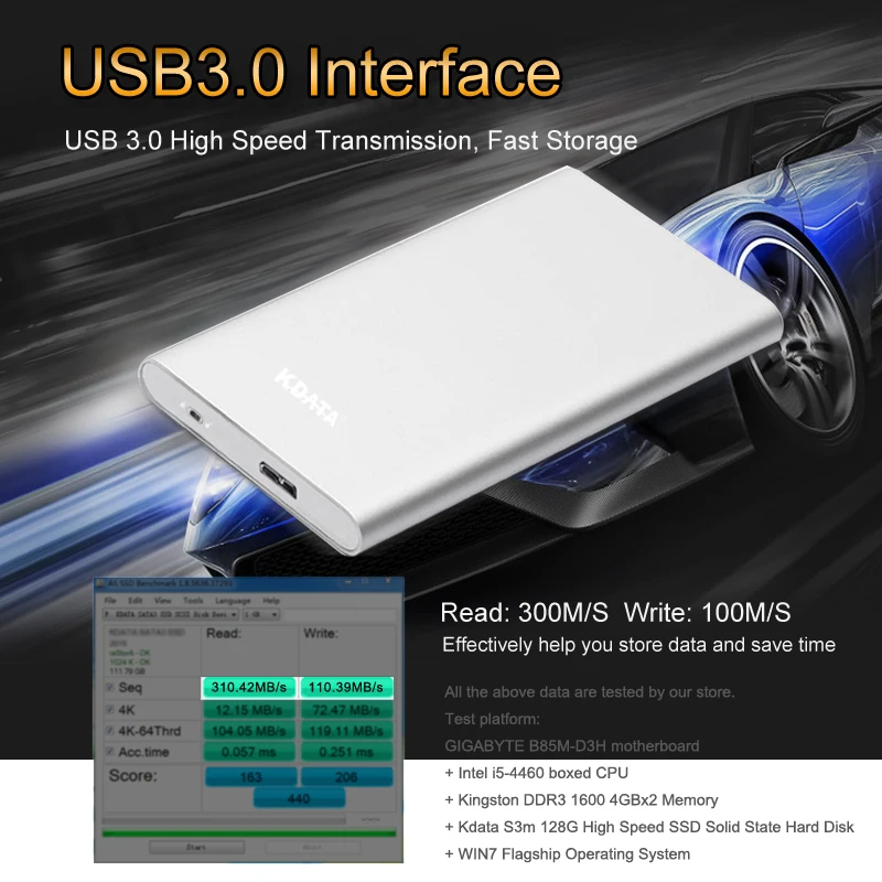 Kdata USB 3.0 5gbps Rugged SSD 480GB Portable External Hard Drive