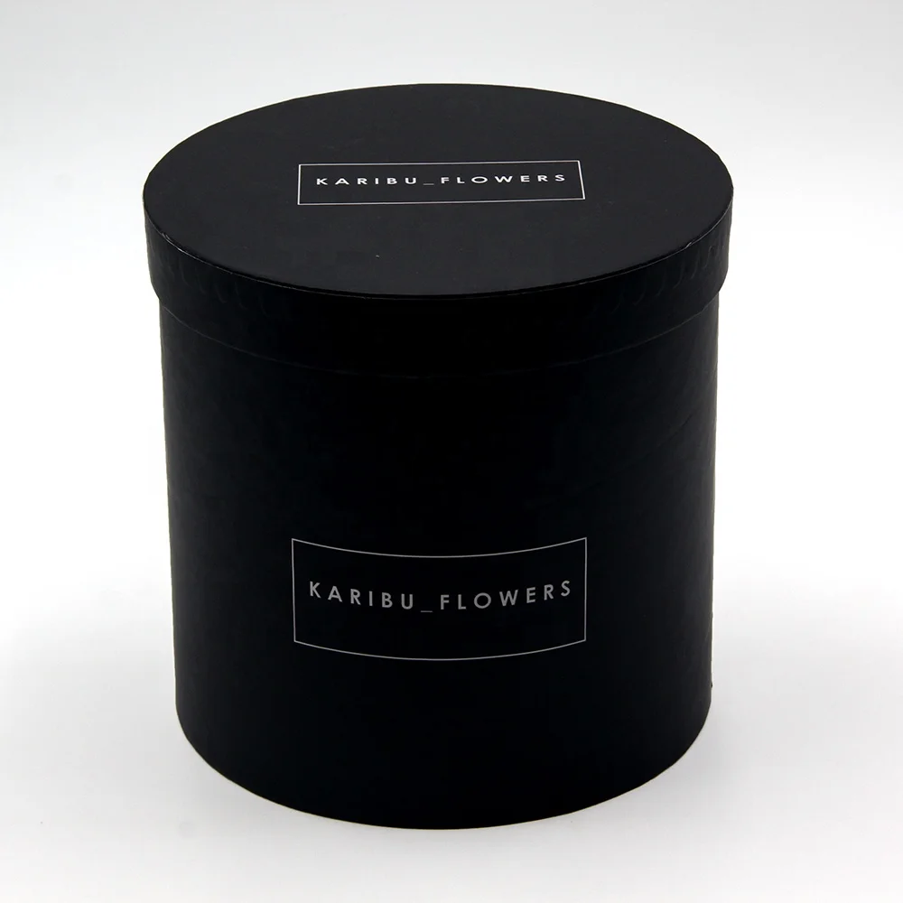 Роскошная Черная цилиндрическая картонная круглая подарочная коробка для цветов оптом