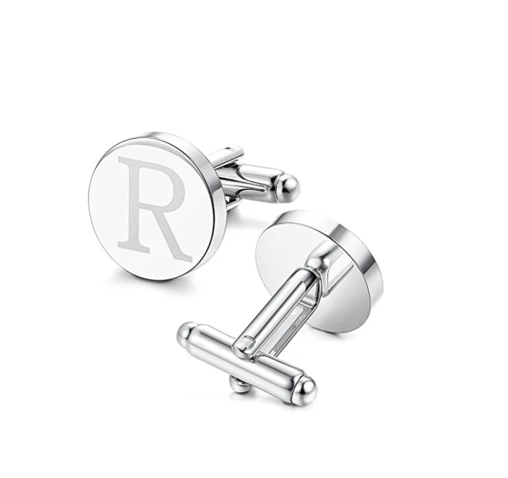 Мужские классические гравировка первоначальное запонки буквы алфавита запонки официальные деловые туфли; Свадебные мужские рубашки A-Z