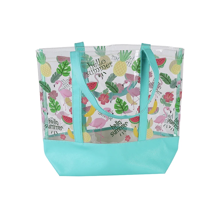Kundenspezifische EinkaufstascheKundenspezifische  Damen-Kulturbeutel-Umhängetasche aus transparentem PVC mit  GriffUmweltfreundlicher Taschenlieferant