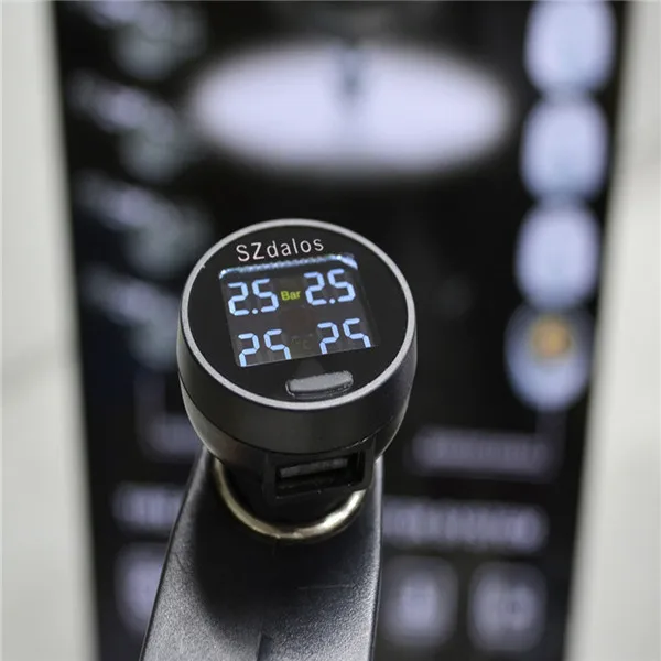Цифровой номер warninglcd автомобиля прикуривателя tpms контроля давления в шинах с внешний датчик