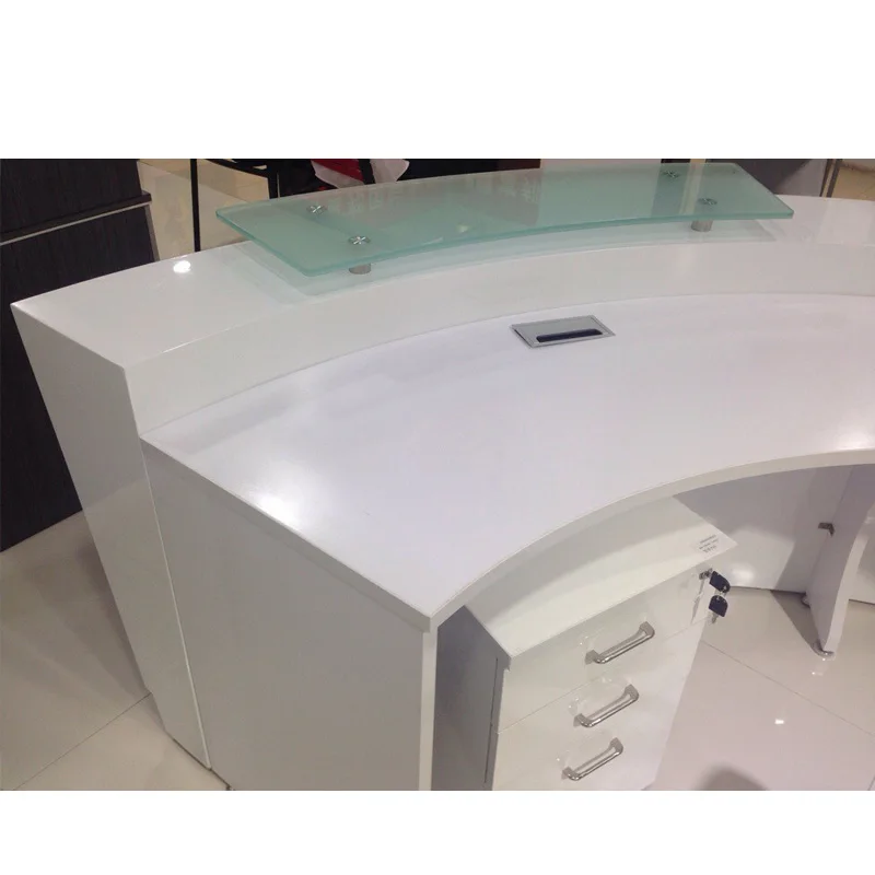 LUX Design Low Price  Simple  Wooden  MDF Shop Checkout Counters Design Furniture Store Counter Reception Desk