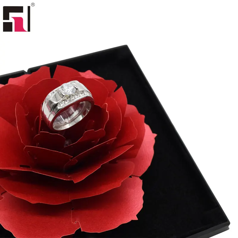 High Quality Pop Up Wedding Jewelry Box with Roses Rotating Rose