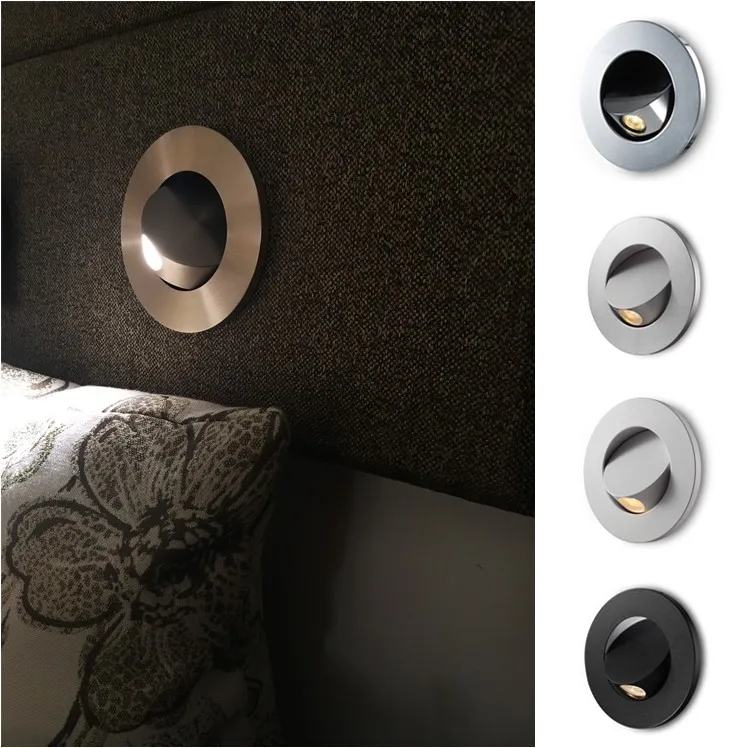 Modern Hotel Home Bedroom Round Wall Recessed 3w Book Lamp Headboard