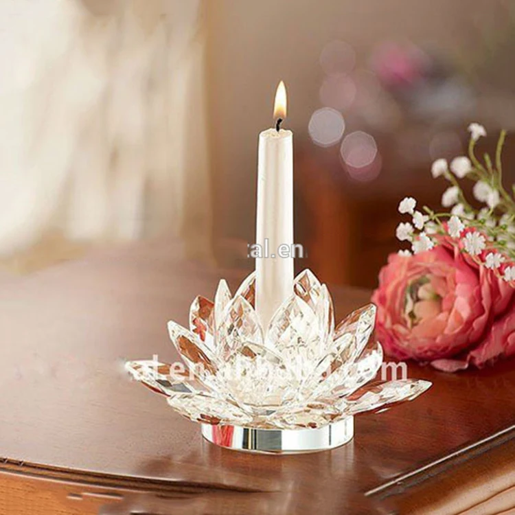 Lotus Flower Shape wedding crystal candle holder wholesale