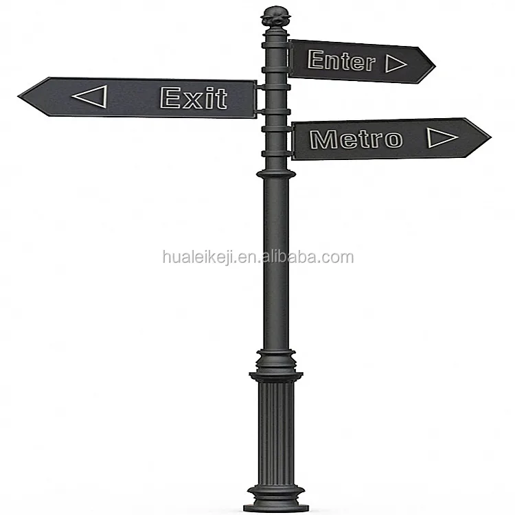 Outdoor Sign Pole Cast Iron Street Sign Post Lamp Pole 3m For Park