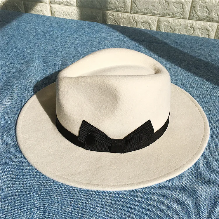 Wholesale MICHAEL JACKSON MJ White Fedora Wool Hat Cap Costume hat