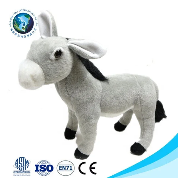 Wholesale Lifelike Donkey Plush Toy Custom Grey Cute Stuffed Soft Baby Toys Plush Donkey
