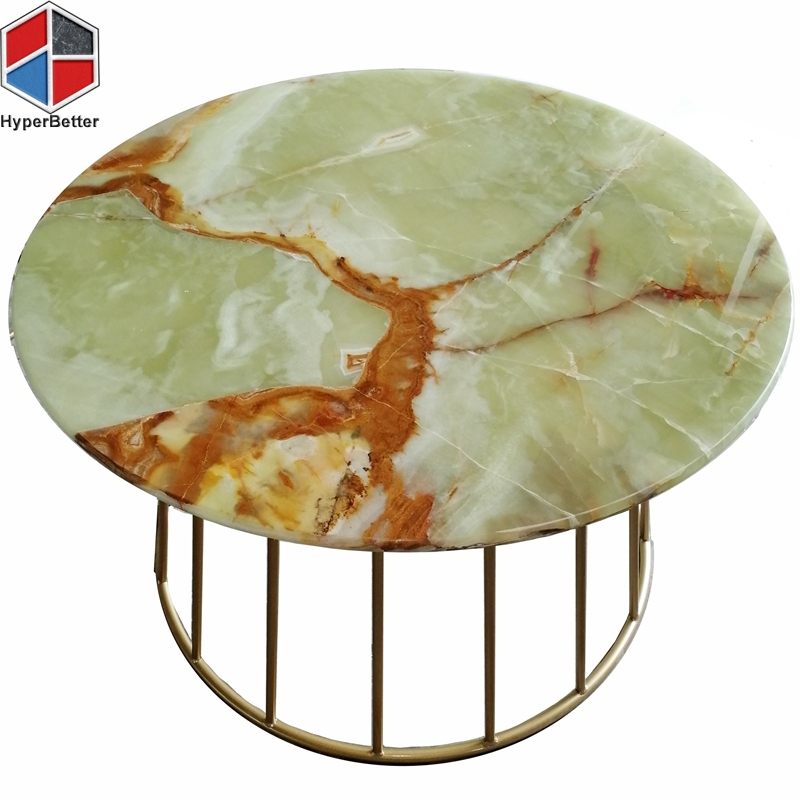 Wholesale 90cm round green onyx modern coffee dining table