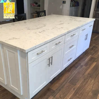 Countertops For Kitchen Veins Quartz Customized Design Artificial White