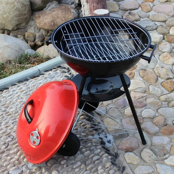 product hot sale 17 inch portable bbq barbecue charcoal grill kettle grill smoker for camping-4