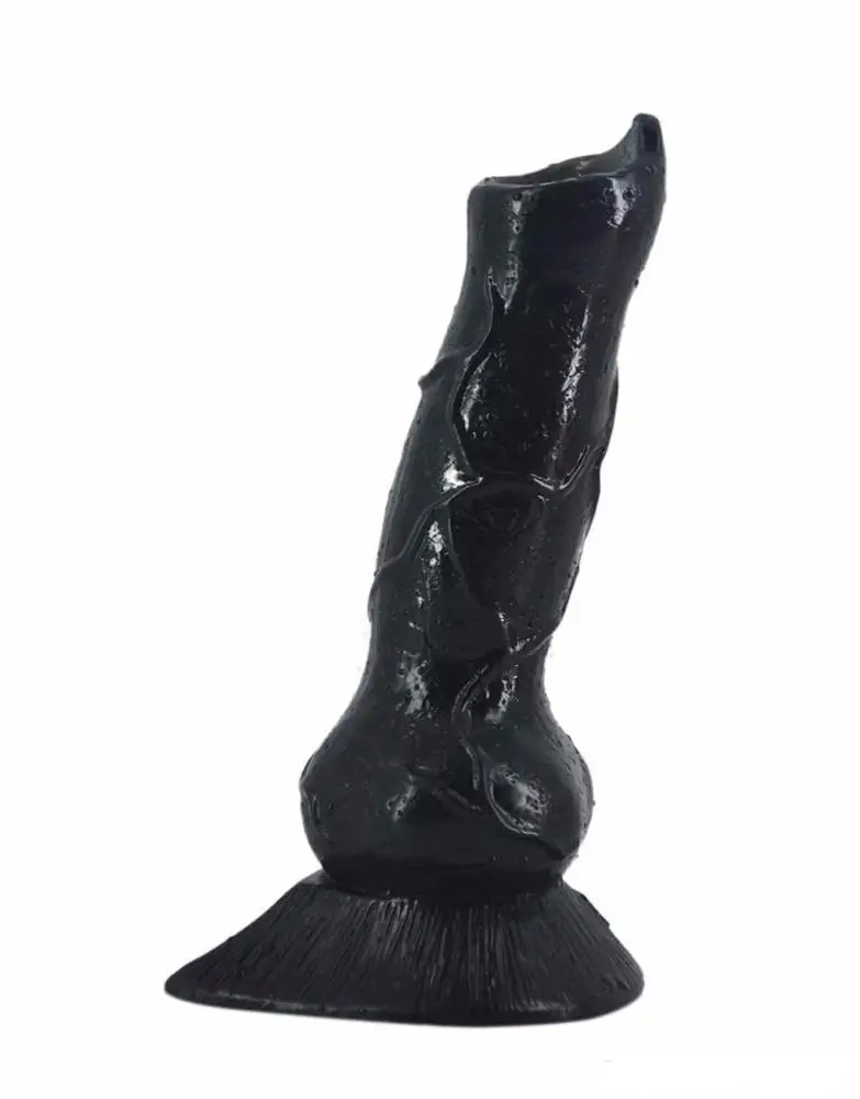 Tapered tip 7 3 Inch huge black animal penis anal wolf dildo with  