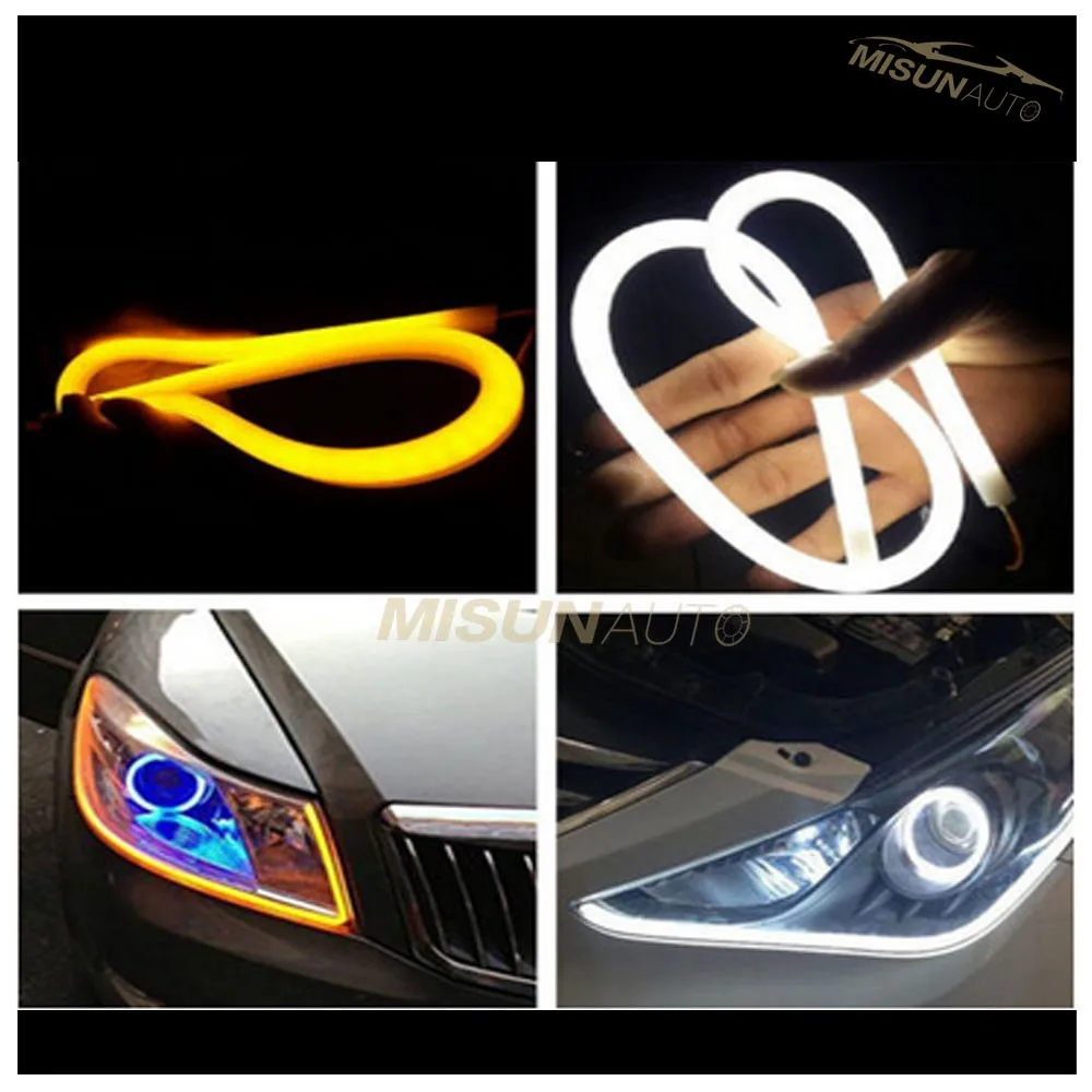thumbnail image 2 of 2 X 60cm Flexible Amber Sequential LED Turn Signal Strip For Car Headlights (12V) 2 of 5