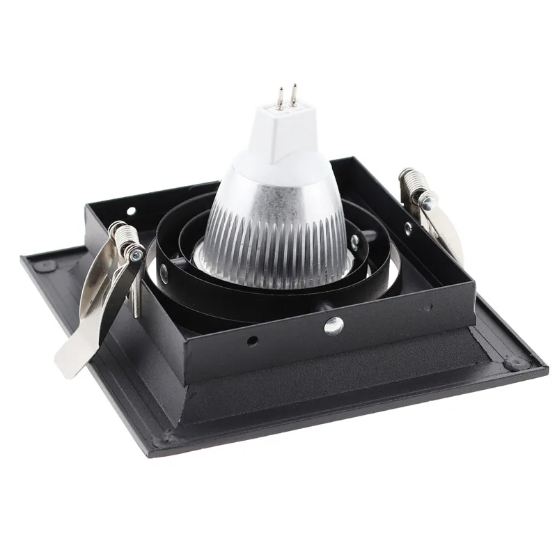 MR16 GU10 Bulb Recessed Light Fixture Trim Rings White Square Downlight Frame