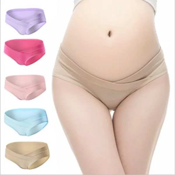 CHENGWJ Culotte en soie de mûrier pour femme enceinte en forme de V Soutien abdominal Coton sans couture Sous-vêtements de maternité M-4XL Grande taille
