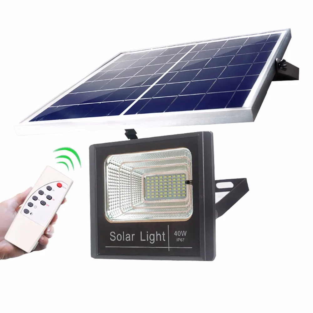 Hot Sales Solar 40W Dimmable LED Flood Light with Remote Control