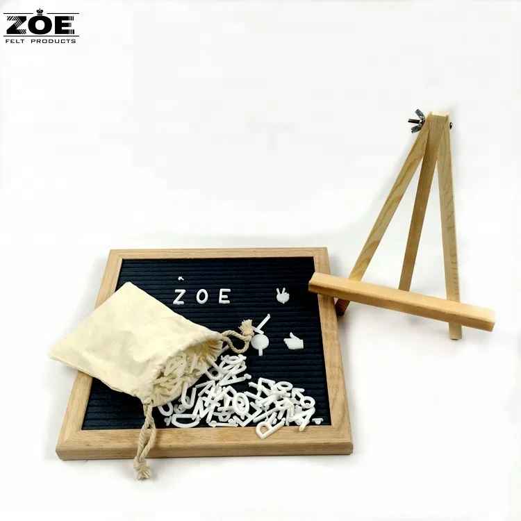 
Доска для письма из черного войлока 10x10 дюймов с подставкой 362 сменных букв знаков и Дубовая Рамка для букв с металлической вешалкой 