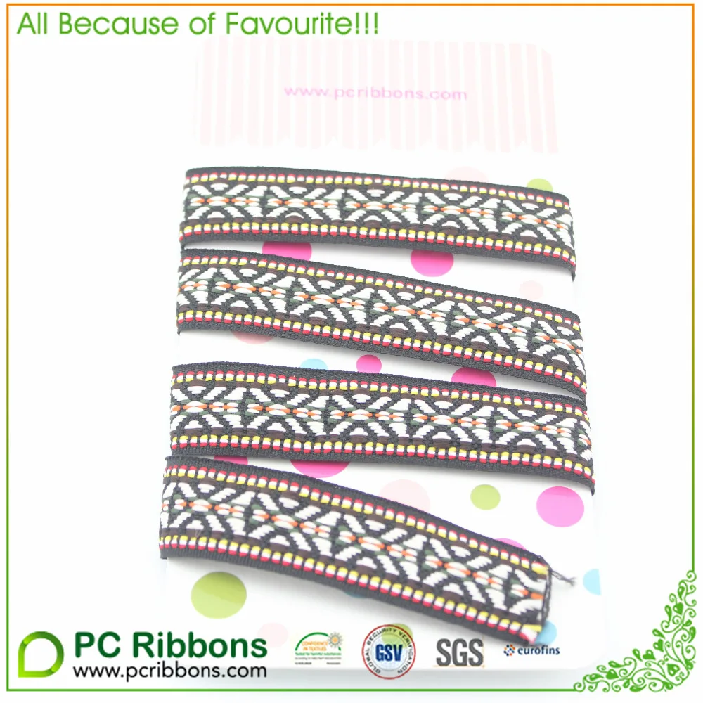 Черная Плетеная жаккардовая тесьма с лентой по двору