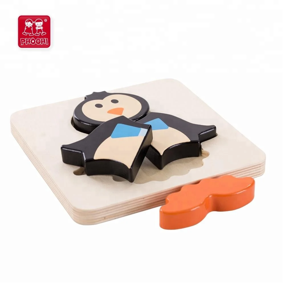 Ранние развивающие игрушки 4 шт. Пингвин фигуры животных детская деревянная головоломка для детей 1