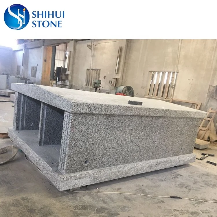 SH STONE Cheap G633 Light Grey Stone Mausoleum Prices Granite Mausoleum Designs Wholesale
