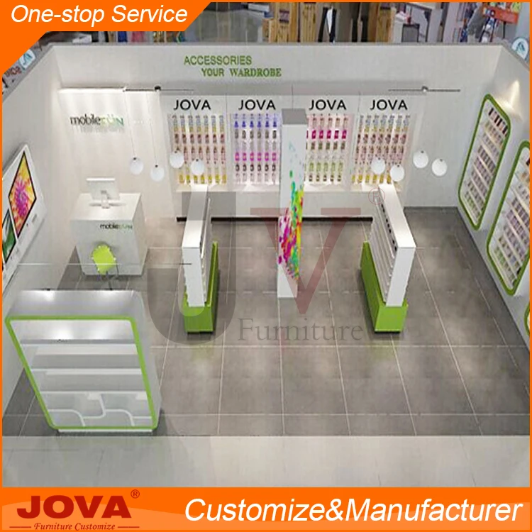 Retail Custom Wall Mounted Cell Phone Accessory Display Kiosk showcase for Mobile Phone Shop Decoration Counter Design