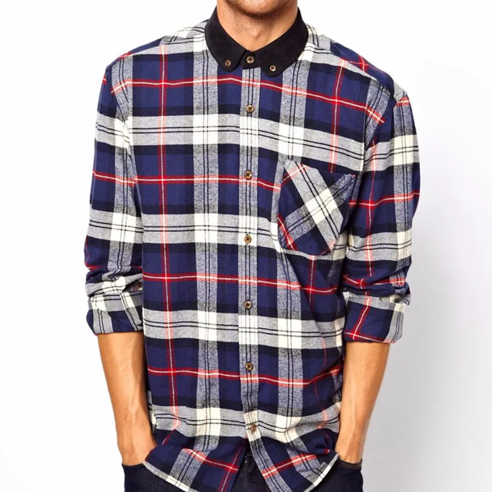 red small check shirt mens