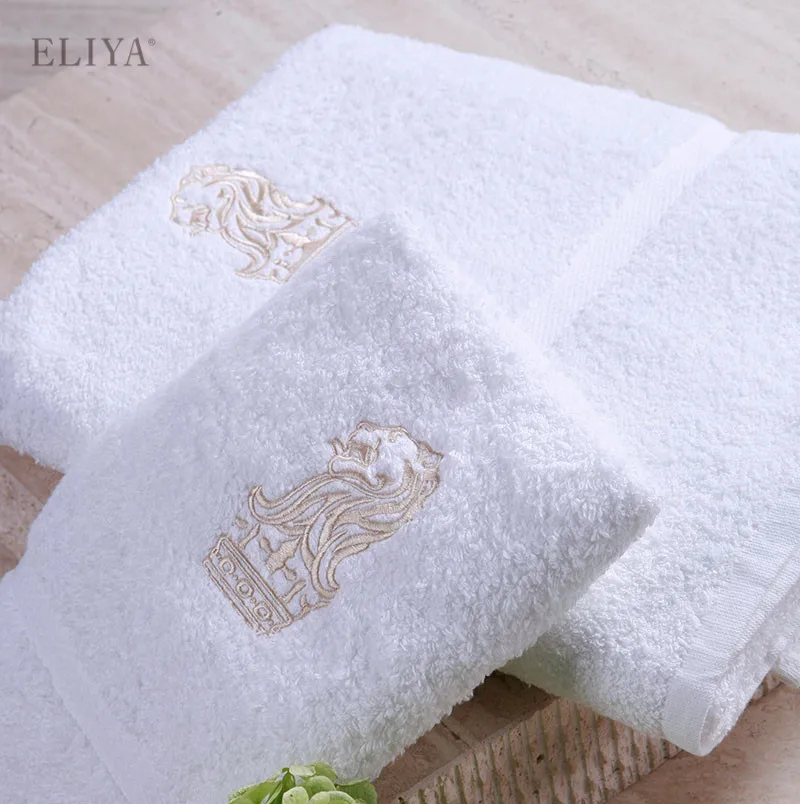 Embroidered Crown White Bath Towel 5stars Hotel Towels 100