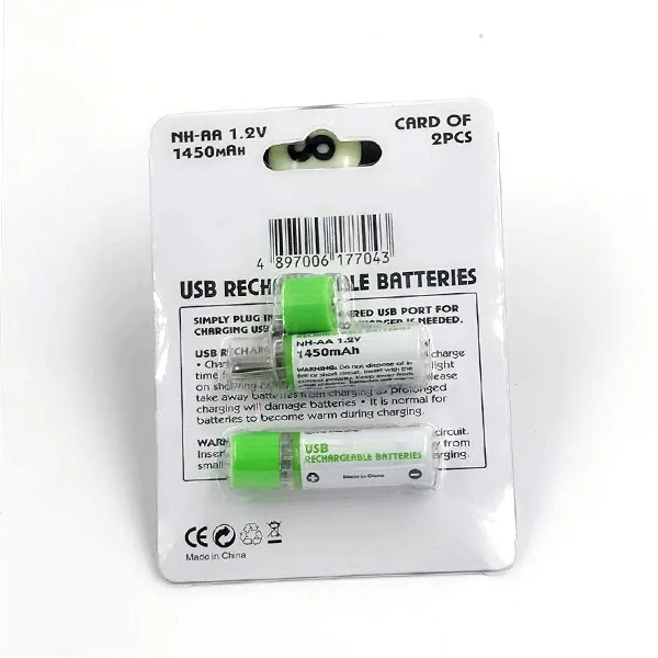 Новинка 2018, usb-аккумулятор 1450 мАч, 1,2 в, никель-металлогидридный аккумулятор в блистерной упаковке, Аккумулятор aa, usb-Перезаряжаемый для мыши