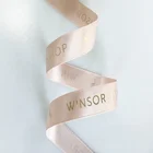 Printed Ribbon Customized Logo Winsor Bishop 16mm 5/8&quot; Wide Satin Ribbon With Foil Print Gold Color