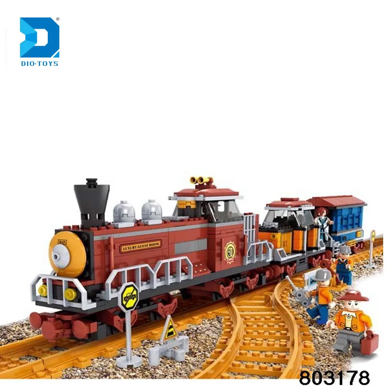 NEW 662pcs Classical Brown American Steam Train Building Blocks Bricks Model Toy 