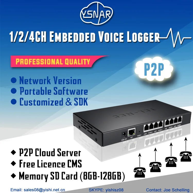 1 Channel/Port Standalone PBX SMDR Cloud Network Telephone Recorder, NAR-6101S Single Line Phone/Radio Voice Logger With SD Card