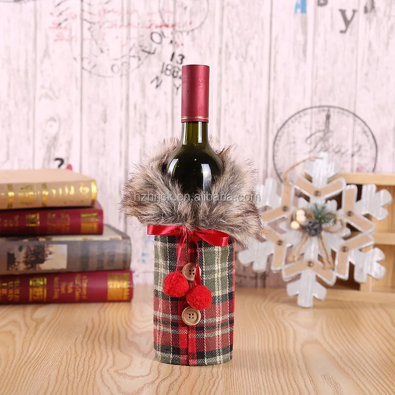 dongguan NUEEUDD Adornos navide/ños 1 Pieza Botella de Vino Tinto Cubierta Ropa de Navidad Falda Decoraci/ón Inicio Cena Fiesta Decoraci/ón de Mesa Regalo 2#