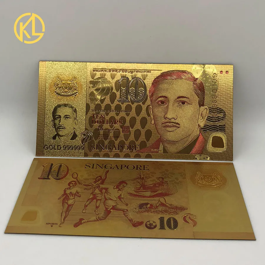 S $1000シンガポールドルゴールド紙幣プラスチックマネー金箔