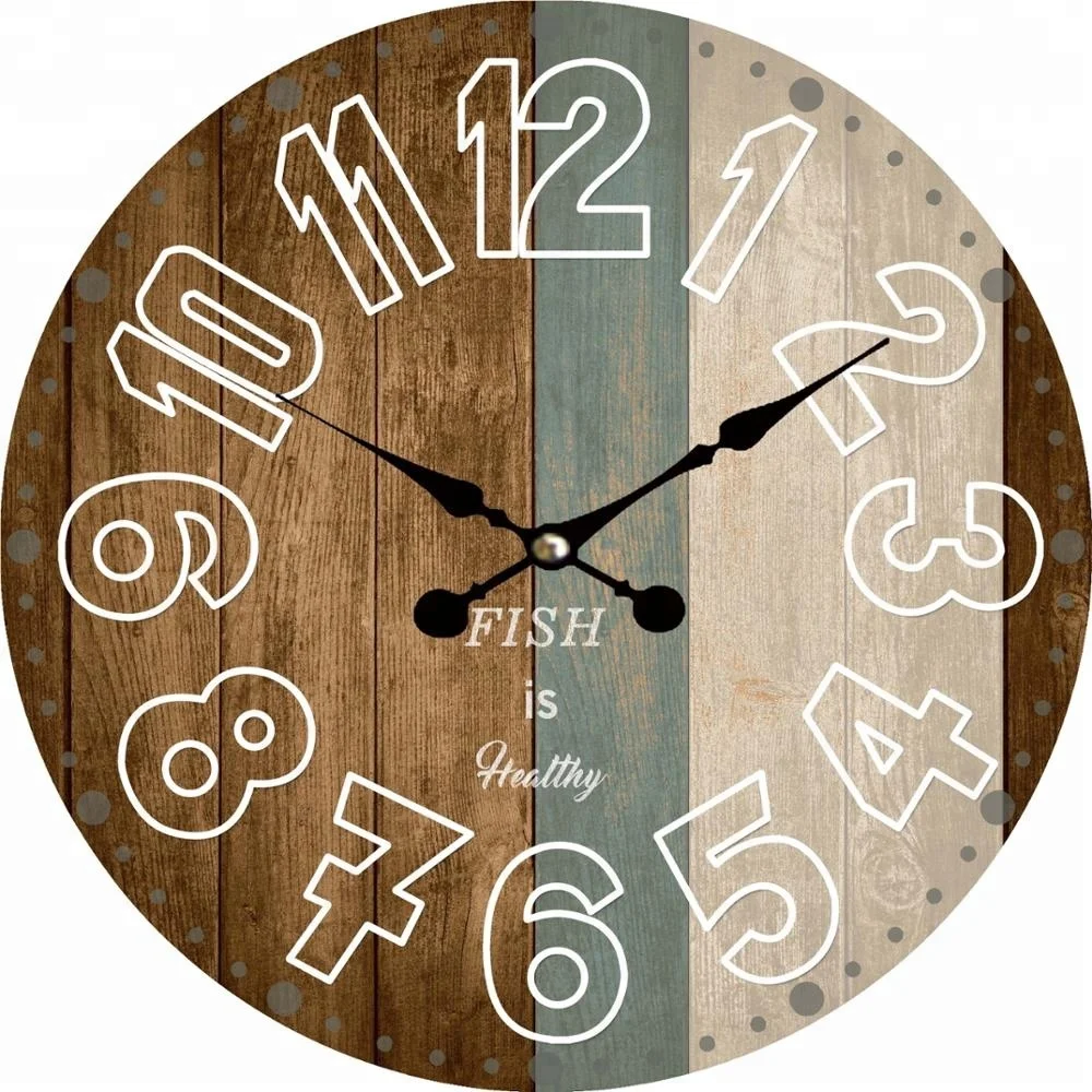 Best Sellers Antique Round Mdf Wooden Wall Clock With Fish Is Health Design For Interior Decor Buy Fancy Decorative Wall Clocks