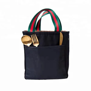 Portable  Custom  Cooler Thermal Waxed Canvas Tote Drawstring Insulated Lunch Bag