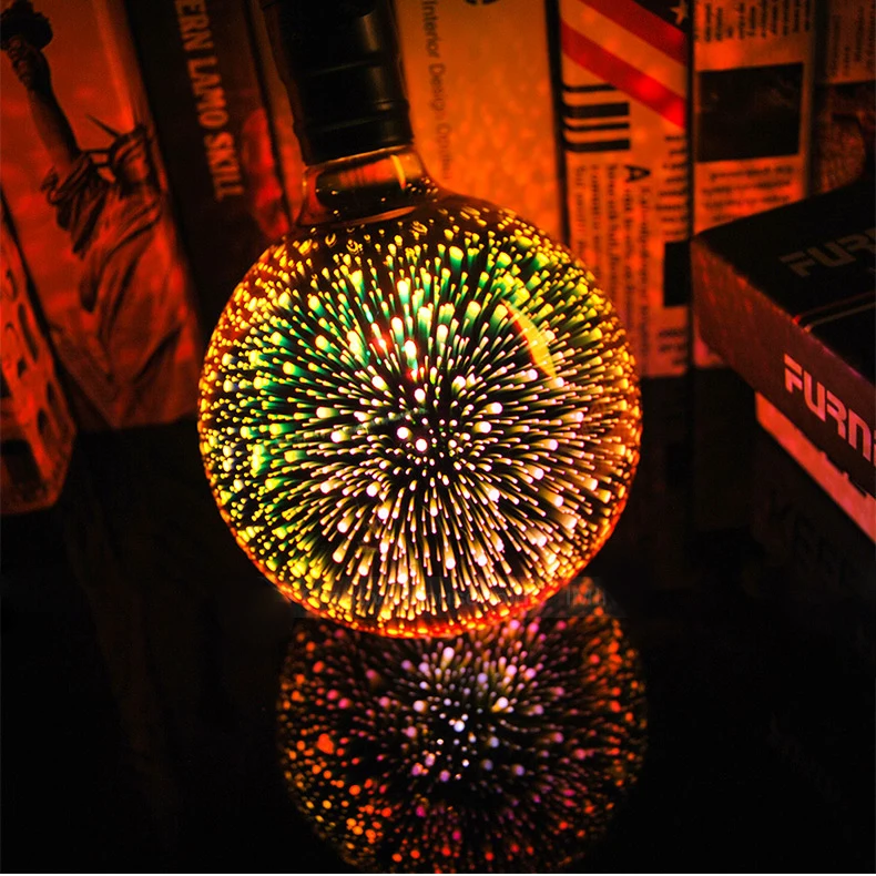 CHRISTMAS E27 LED Light Bulb 3D Firework Edison Party Lamp A60 ST64 G80 G95 Star